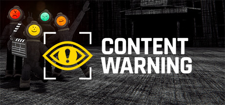 Content Warning official header art with masked creators filming monsters under neon light.