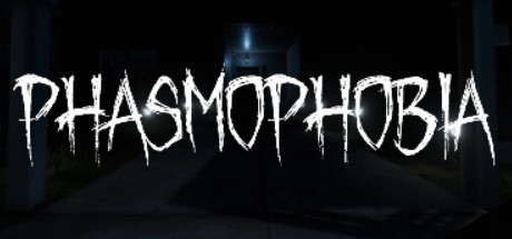 Phasmophobia official header art with paranormal investigators approaching a haunted house.
